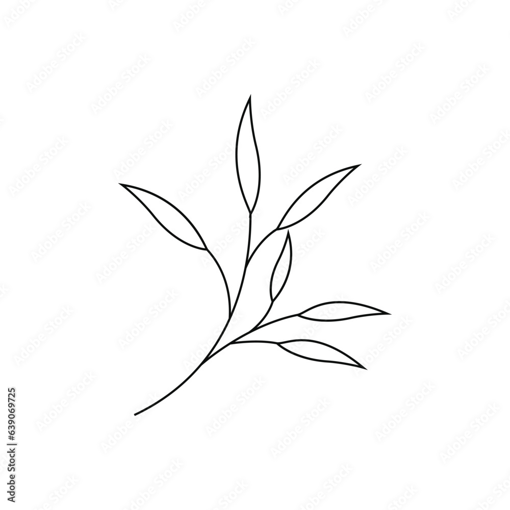 Leaves icon vector design line isolated white background Leaves icon vector design line isolated white background