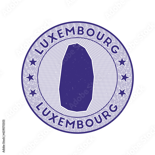 Luxembourg round badge vector. Country round stamp with shape of Luxembourg, isolines and circular country name. Astonishing emblem. Elegant vector illustration.