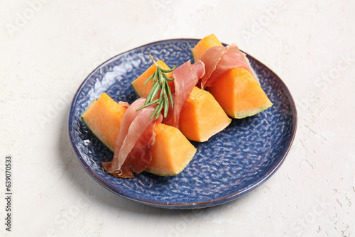 Cantaloupe melon slices wit...