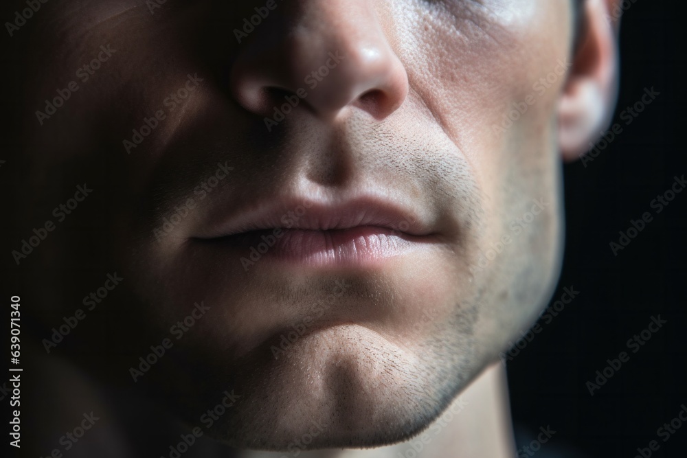 Obraz premium Close-up portrait of a man's face on a black background