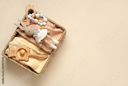 Wicker basket with gifts fo...