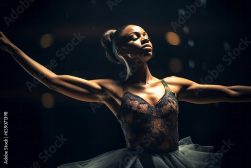 Portrait of a beautiful african american ballerina in the studio
