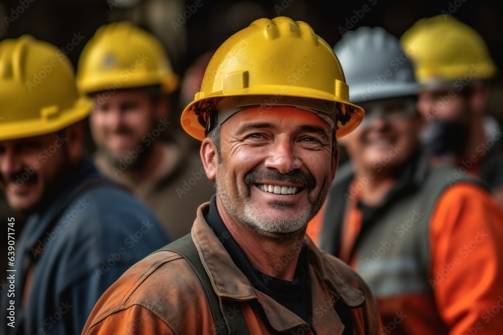 Headshot portrait photography of an efficient construction worker coordinating with team members on a busy site Headshot portrait photography of an efficient construction worker coordinating with team members on a busy site
