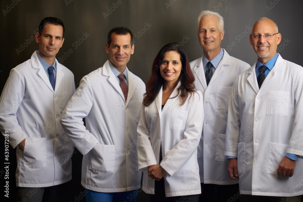 Group of doctors standing in a row and smiling at the camera. Group of doctors standing in a row and smiling at the camera.
