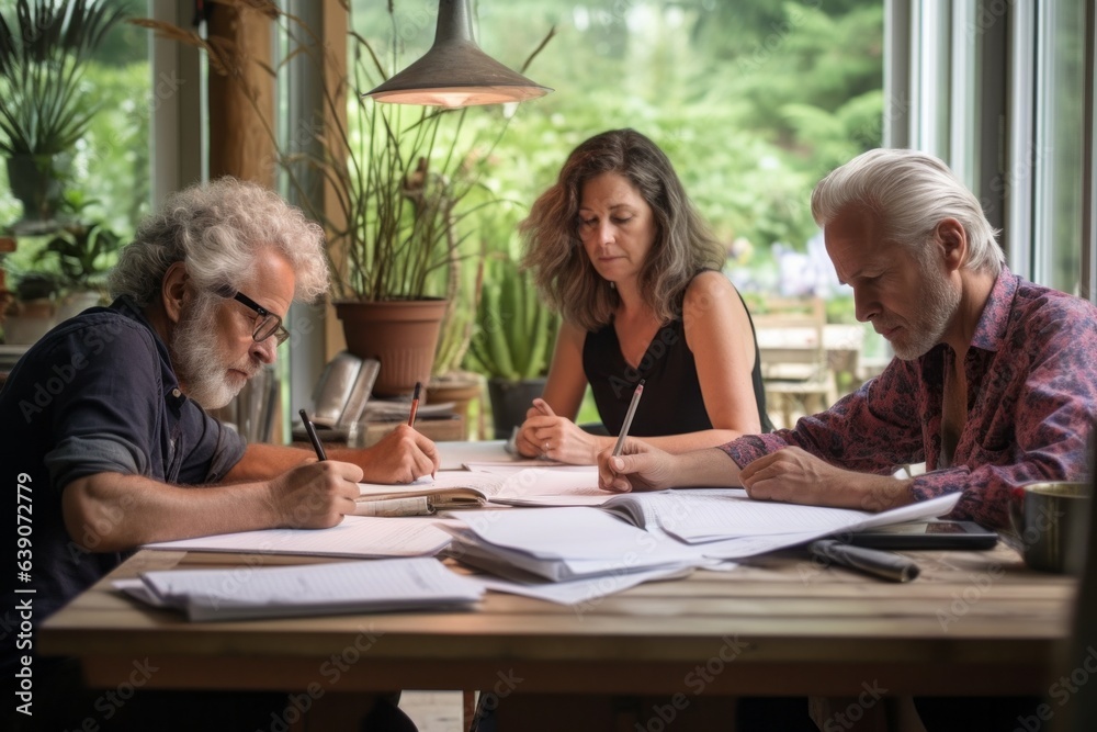 Senior couple signing documents with real estate agent. Real estate concept. Senior couple signing documents with real estate agent. Real estate concept.