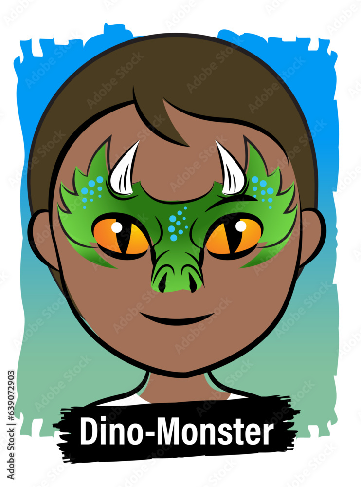 Face-Painting Creative Card Design- Dino Monster Face-Painting Creative Card Design- Dino Monster