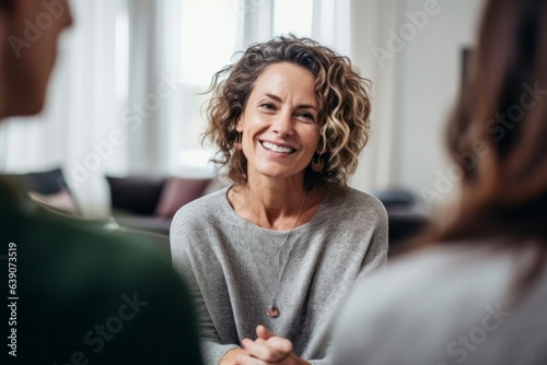 Group portrait photography of an insightful psychologist developing a treatment plan for a patient 