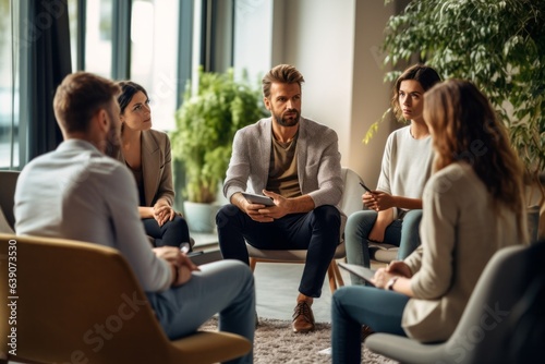 Group of business people in a meeting at office. Group of business people in a meeting at office.