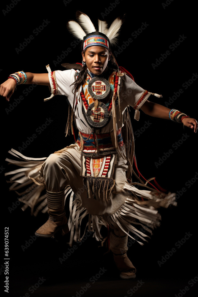 Young male aboriginal man in traditional costume engaged in dance. Young male aboriginal man in traditional costume engaged in dance.