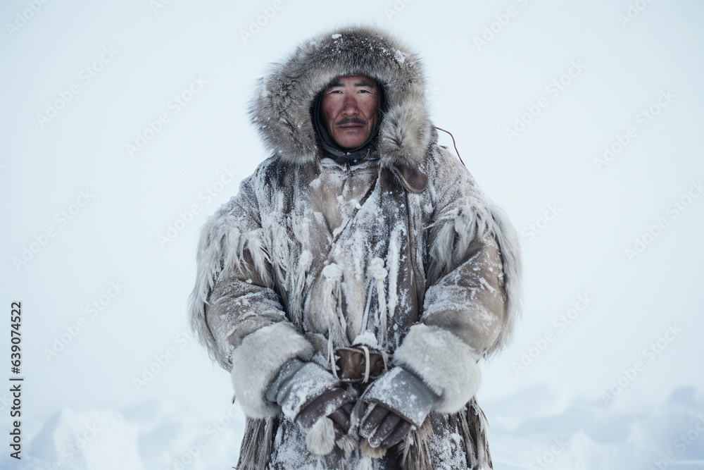 Fototapeta premium Portrait if an Inuit man in winter.