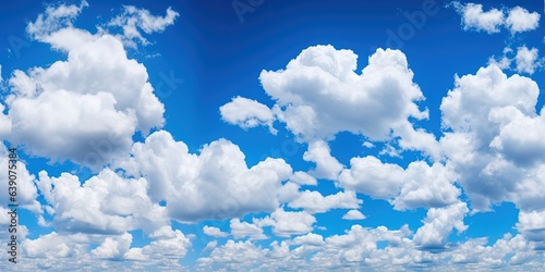 White fleecy clouds in blue sky, altocumulus fluffy clouds background