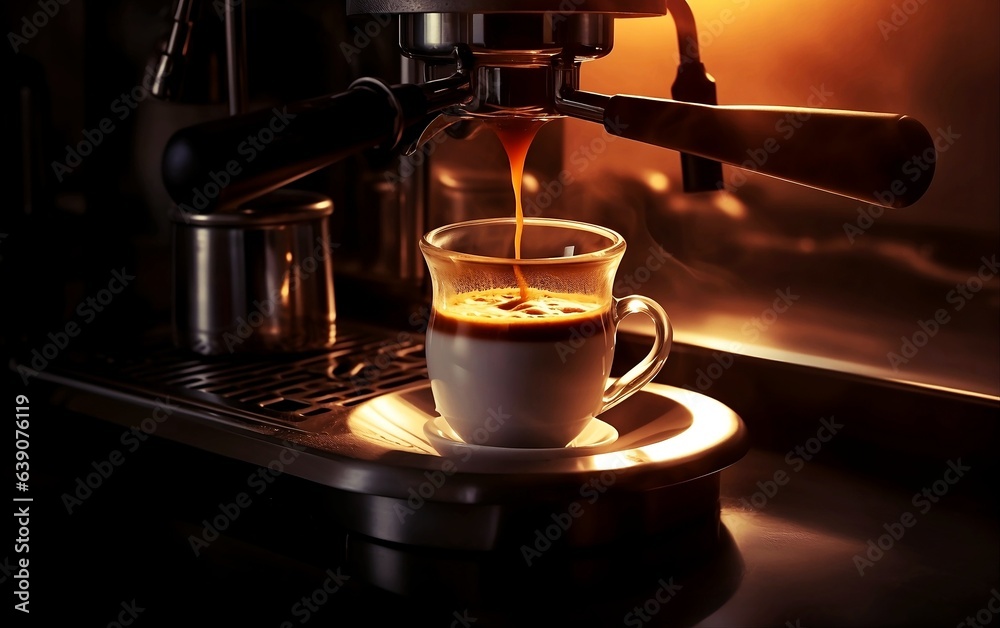 Espresso coffee on cup product shot, Generative AI illustrations Espresso coffee on cup product shot, Generative AI illustrations