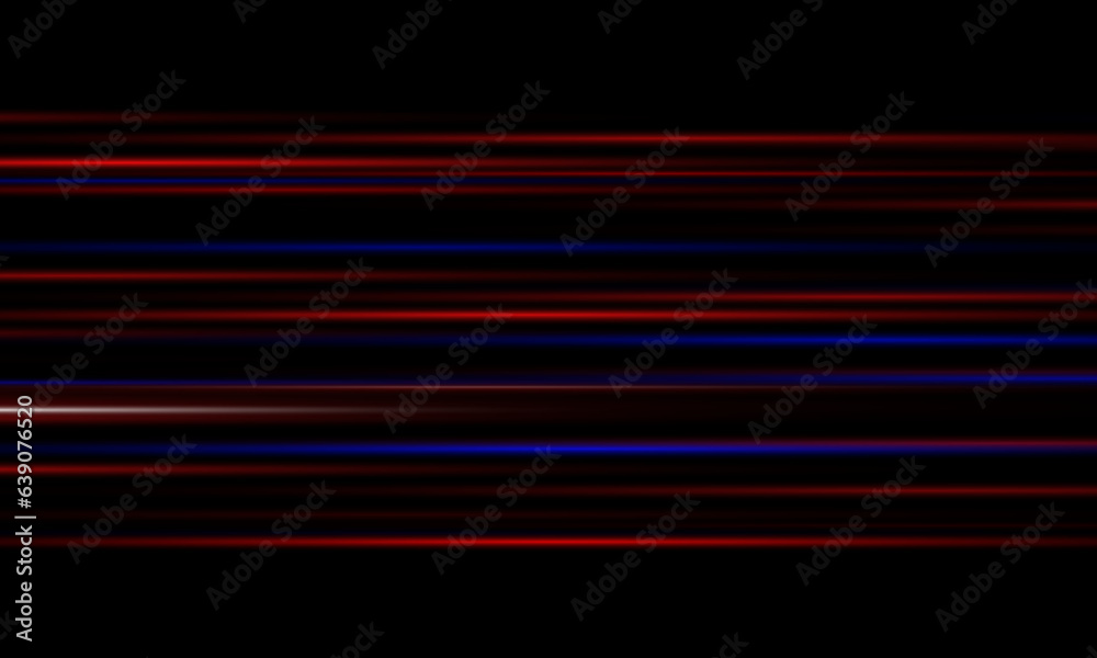 The light effect design. Vector blur in the light of radiance. Light and stripes moving fast over dark background. Element of decor. Horizontal rays of light. The light effect design. Vector blur in the light of radiance. Light and stripes moving fast over dark background. Element of decor. Horizontal rays of light.