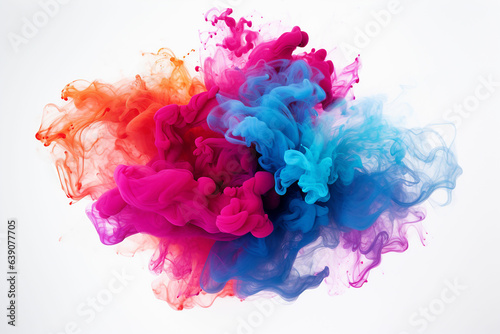 Abstract multicolored smoke on a white background. Design element.