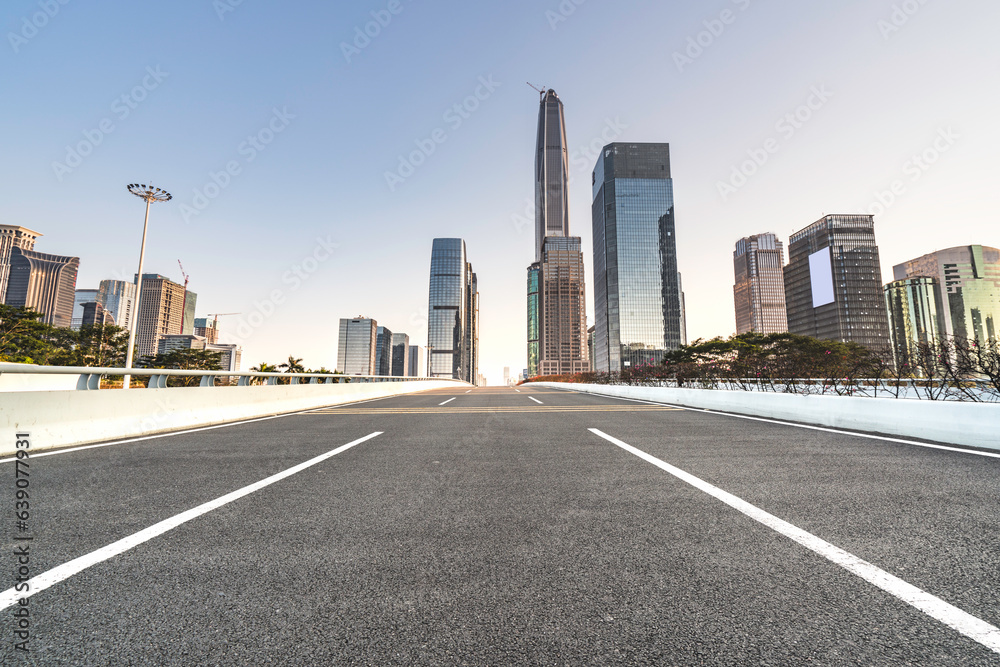 Empty city road in Shenzhen