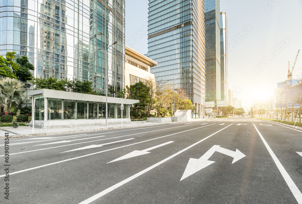 Empty city road in Shenzhen