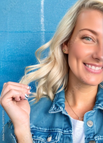Beautiful Blonde Woman close-up smiking