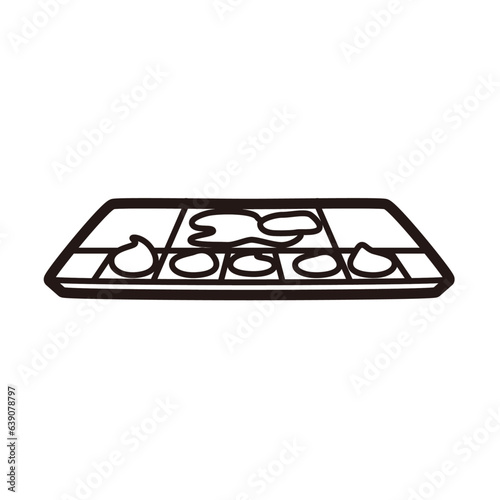 絵の具 パレット 線画 ぬりえ