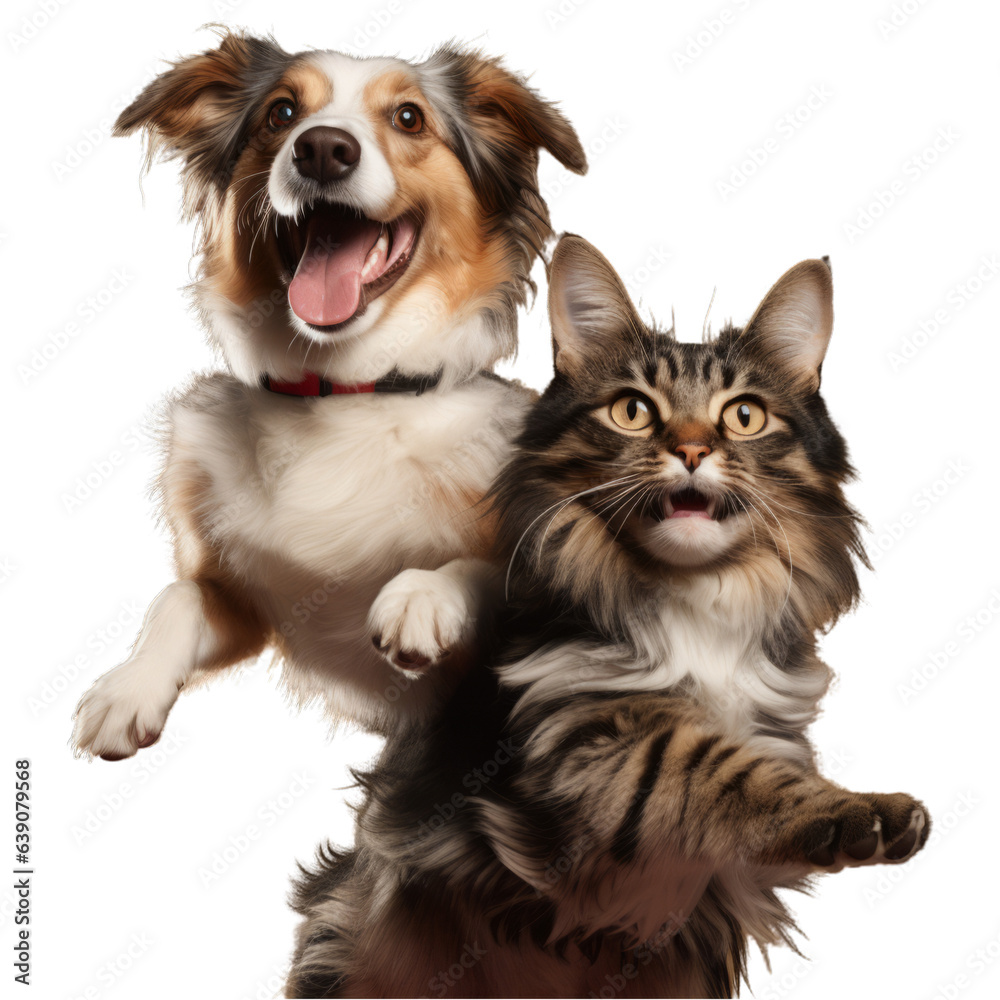 A dog and a cat posing together for a picture A dog and a cat posing together for a picture
