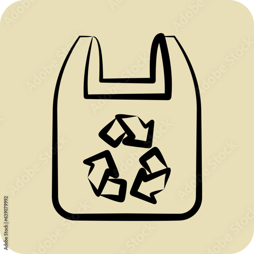 Icon Recycled Plastic Bag. related to Environment symbol. glyph style. simple illustration. conservation. earth. clean