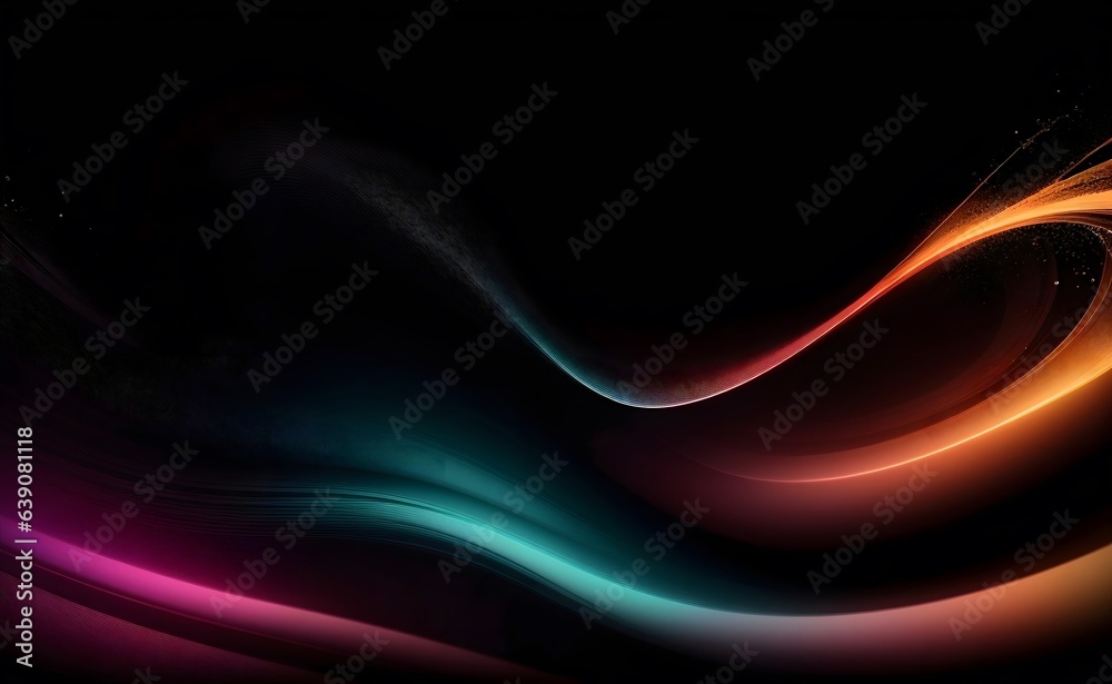 Naklejka premium Wave of gradient splash colors on a black background