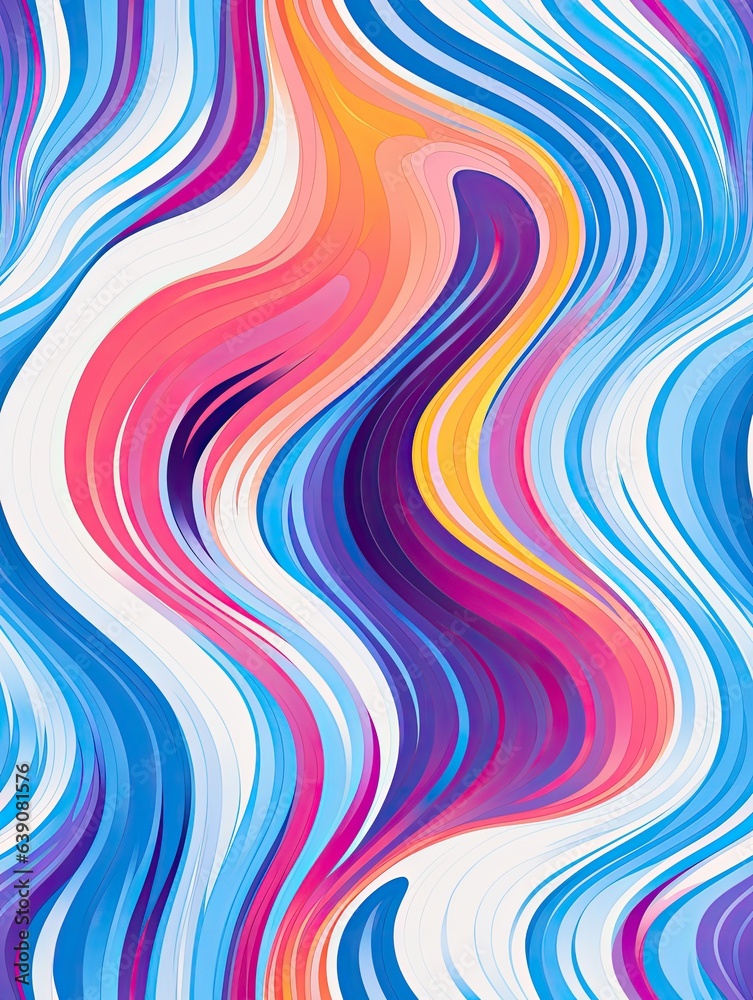 Psychedelic waves vivid abstract pattern copy space on white tile