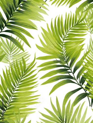 Fern fronds tropical pattern wallpaper on white © dasom