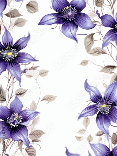 Passion flower vine copy space pattern wallpaper on white
