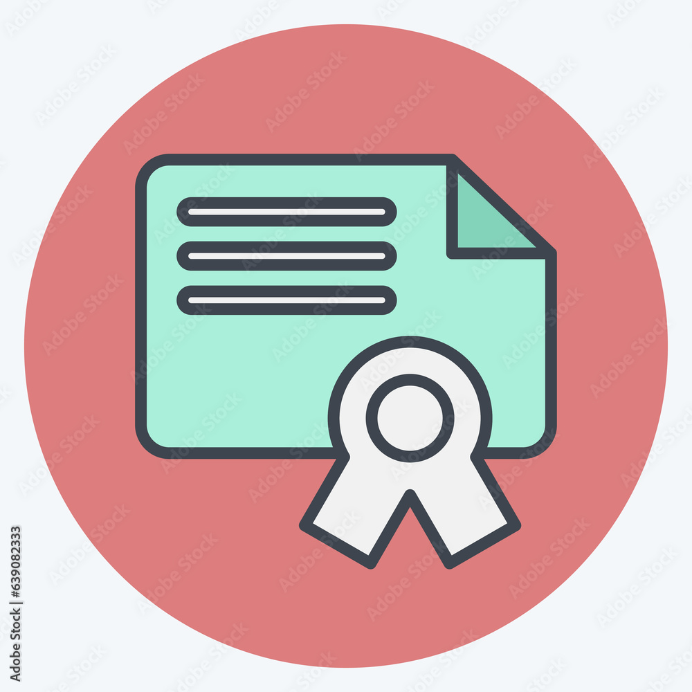 Icon Certificate. related to Education symbol. color mate style. simple design editable. simple illustration