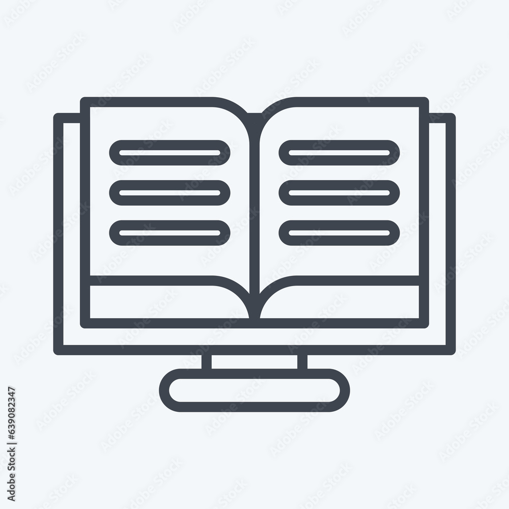 Icon Online Reading. related to Education symbol. line style. simple design editable. simple illustration Icon Online Reading. related to Education symbol. line style. simple design editable. simple illustration
