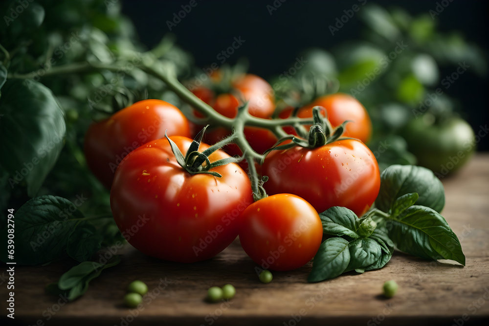 tomatoes with leaf 