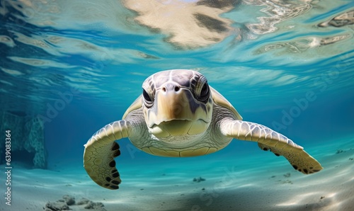 Close-up of sea turtle underwater