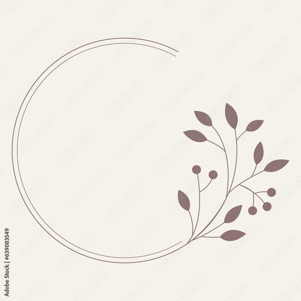Leaf and Branch Frame hand drawn style. 
Leaf brown and white frame of twigs leaves. 
Frames for the Valentine’s Day, wedding decor, logo and identity template. 