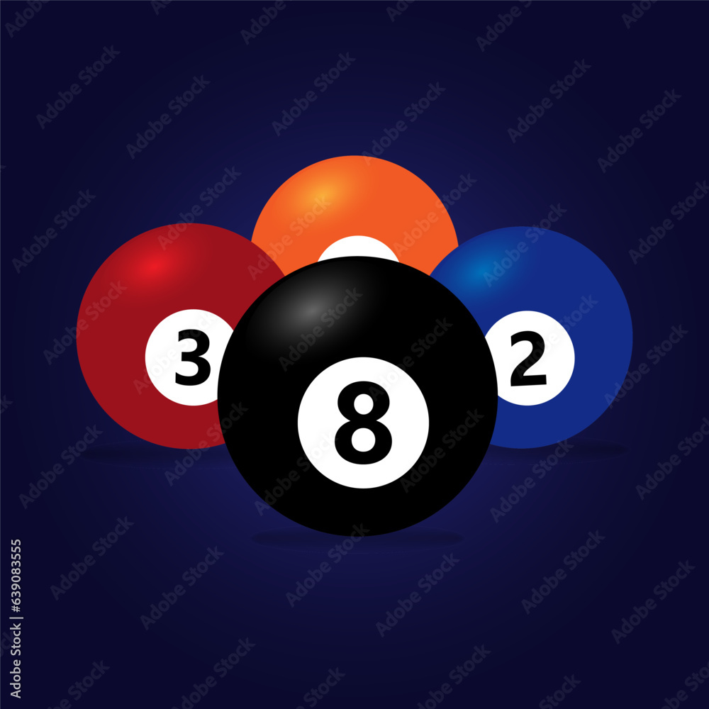 Billiard ball icon realistic vector. Sport equipment icon isolated on dark blue background. Billiard ball icon realistic vector. Sport equipment icon isolated on dark blue background.