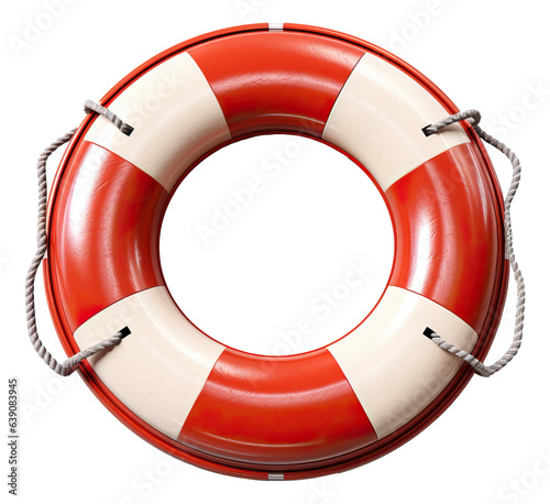 3D Red marine safety buoy ring isolated. photo