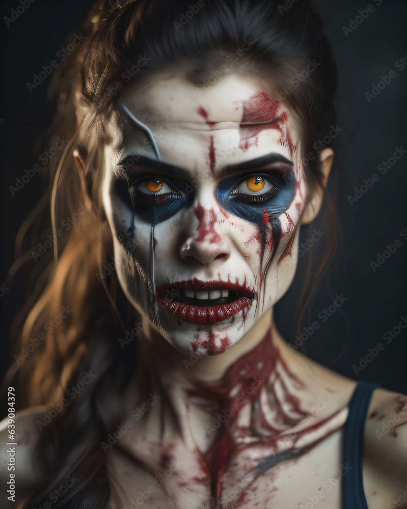 portrait of a person with a mask (Halloween costume of a zombie) portrait of a person with a mask (Halloween costume of a zombie)