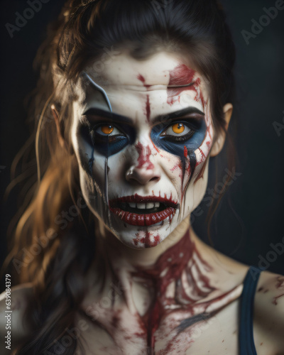 portrait of a person with a mask (Halloween costume of a zombie)