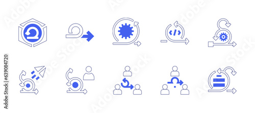 Scrum icon set. Duotone style line stroke and bold. Vector illustration. Containing product  agile  scrum  sprint  agile team.