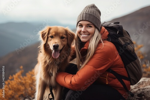 woman and her dog enjoying hiking © Enigma