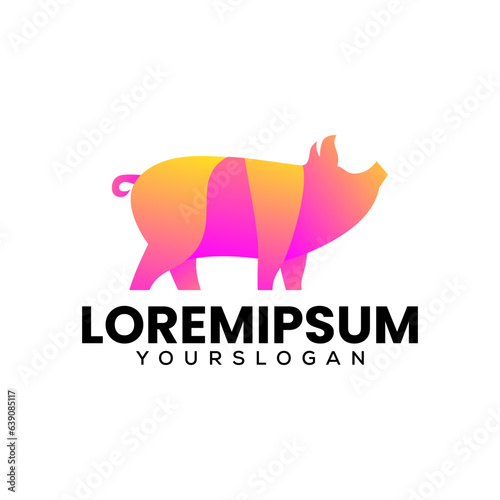 pig icon gradient logo design