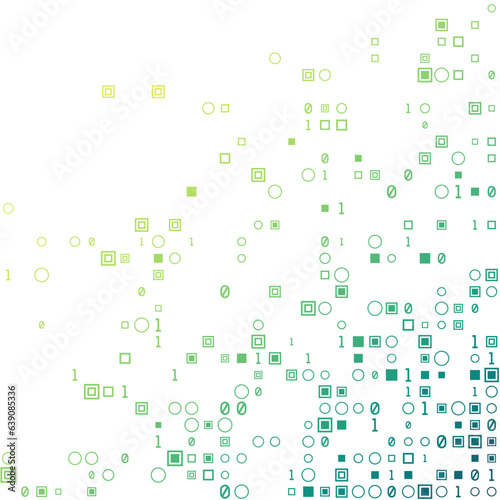 Artistic geometric matrix background in blue, green, yellow colors. Neat square vector illustration.