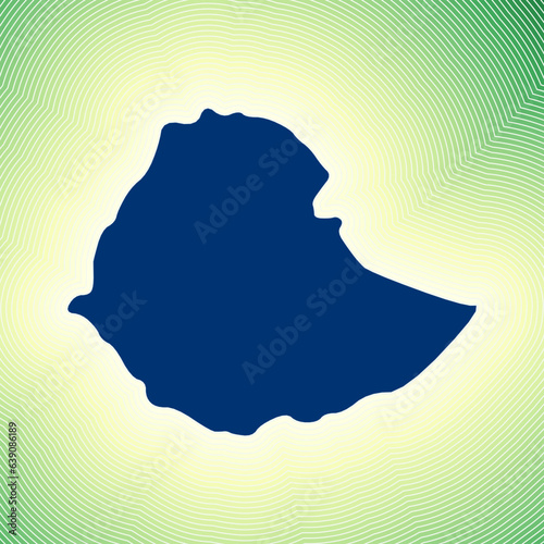 Ethiopia map icon. Country shape on radiant striped gradient background. Ethiopia vibrant poster. Charming vector illustration.