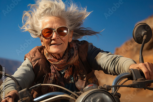 Elderly Woman, Modern, Stylish, Fashionable. Chic and Sophisticated Senior Lifestyle, Graceful Mature Beauty, Confident and Elegant Retirement Age. Generative AI. © overlays-textures