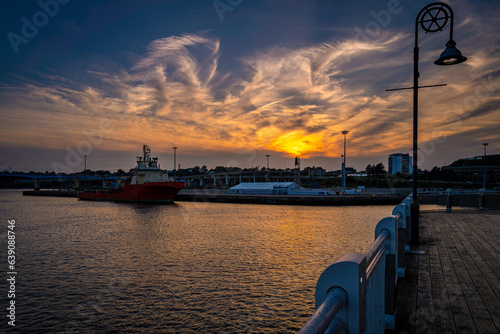 Konstfotografi Dramatic sunset summer seascape and cloudscape over St John River, a view from t