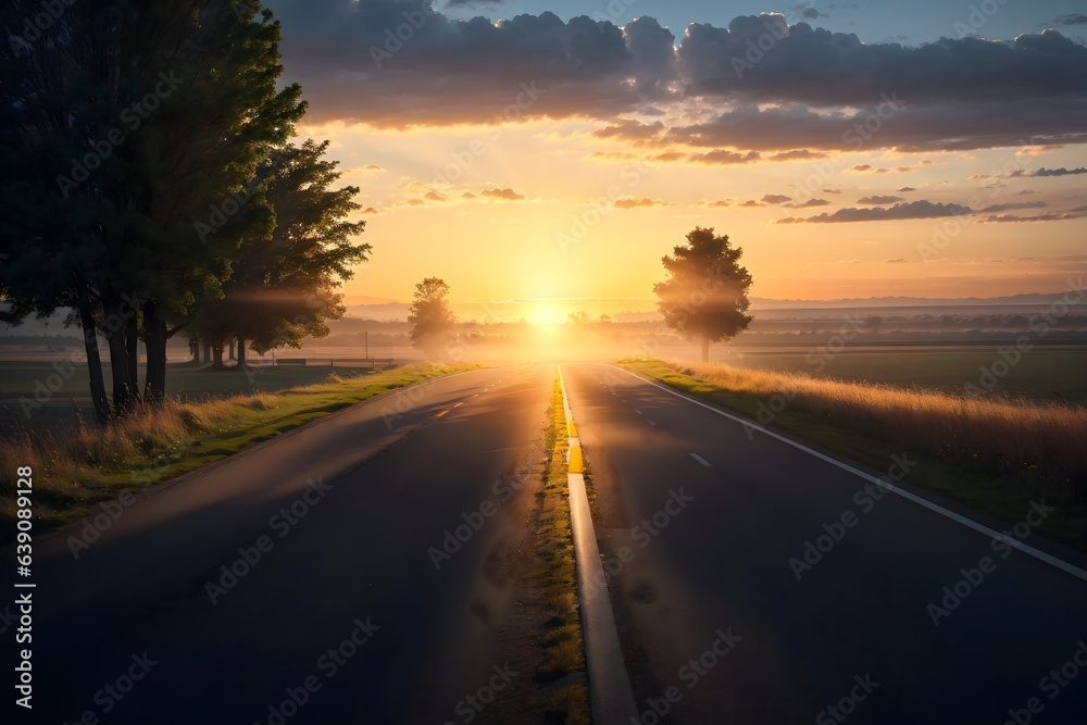 Perspective view of a simple road in sunset
Perspective view of a simple road in sunset