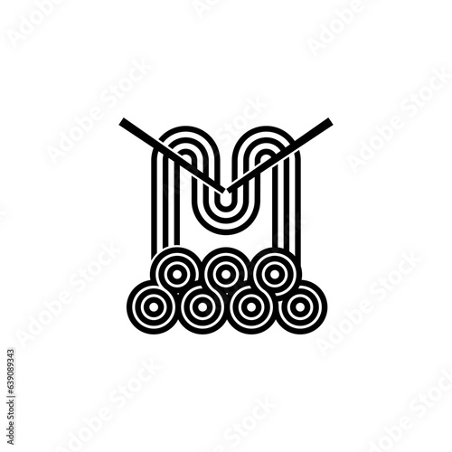 M letter logo with Noodles. Simple logo design