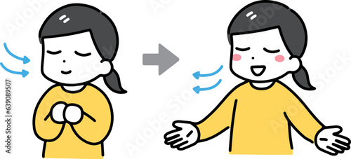 深呼吸している笑顔の女性