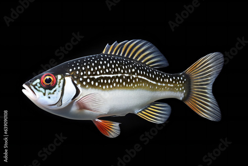 A fish isolated on black background
