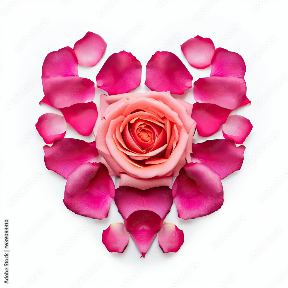 Petal Poetry, Composing a Heart with Flowers and Foliage, Generative AI Petal Poetry, Composing a Heart with Flowers and Foliage, Generative AI