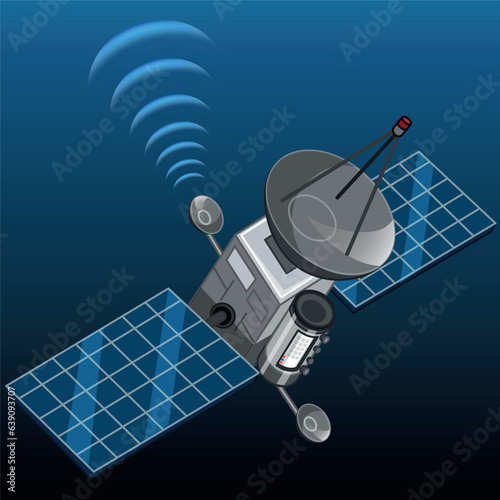 illustration of the space orbital satellite on the blue background